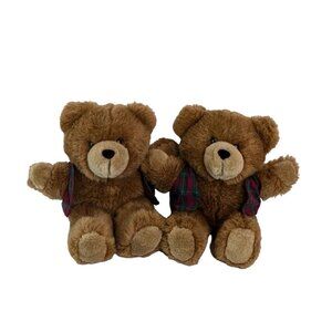 Ganz Alfie‎ Brown Teddy Bear Plush 11" Plaid Christmas Vest Vtg 1995 #H2024